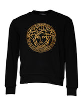 Versace Black Medusa Embroidery Crew Neck Pullover Sweater -   -  Versace.